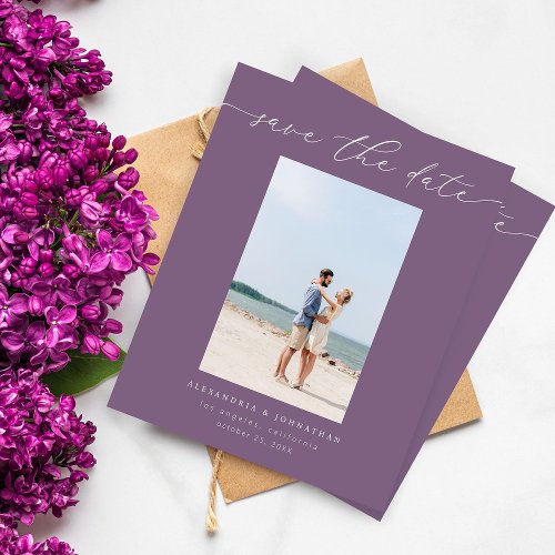 Budget Chic Stylish Mod Photo Save the Date 3 Purp