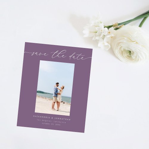 Budget Chic Stylish Mod Photo Save the Date 3 Purp Flyer