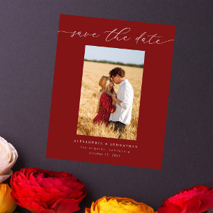 Budget Chic Stylish Mod Photo Save the Date 3 Red Flyer
