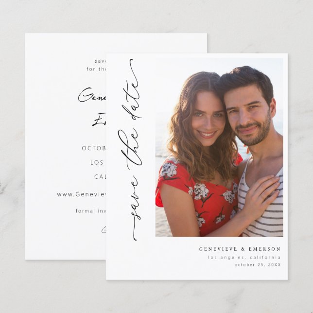 Budget Chic Stylish Mod Photo Save the Date 5 (Front/Back)