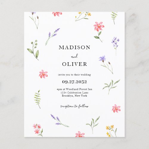 BUDGET Chic Wildflower Foliage Watercolor Wedding