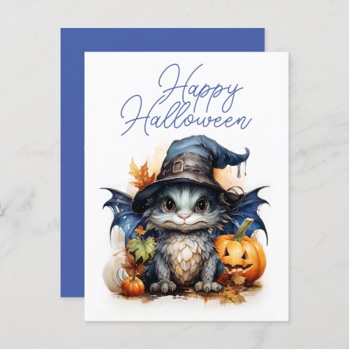 Budget Childrens Watercolor Baby Dragon Halloween Postcard