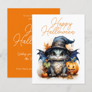 Budget Children's Watercolor Baby Dragon Halloween Postcard