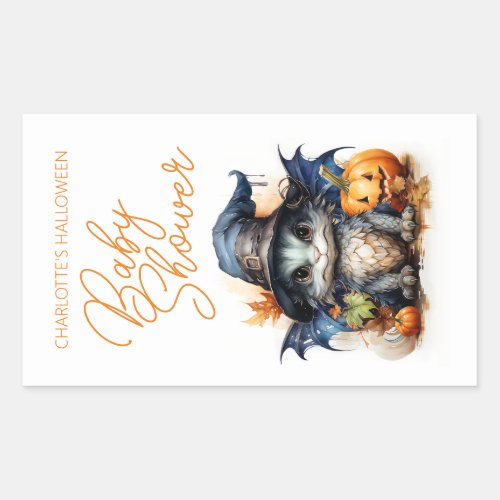 Budget Childrens Watercolor Baby Shower Halloween Rectangular Sticker