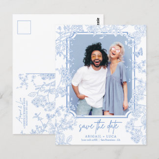 Budget Chinoiserie Toile Wedding Save Date Photo Postcard