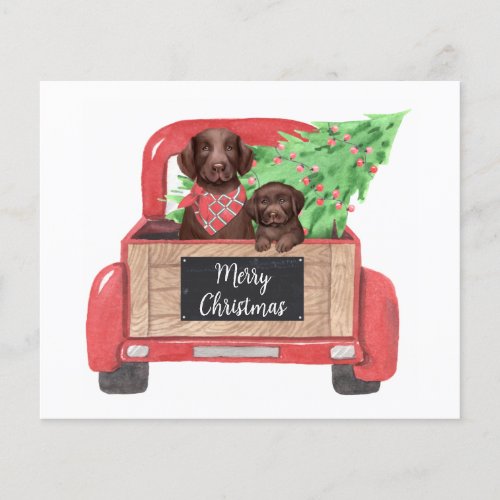 Budget Chocolate Lab Dog Puppy Red Christmas Truck