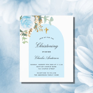 Budget christening eucalyptus blue boy floral arch