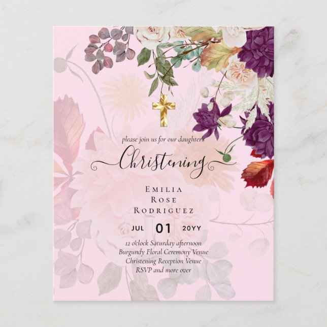 BUDGET CHRISTENING Invite Baptism Bautizo Bautismo Flyer (Front)