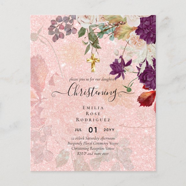 BUDGET CHRISTENING Invite Baptism Bautizo Bautismo Flyer (Front)