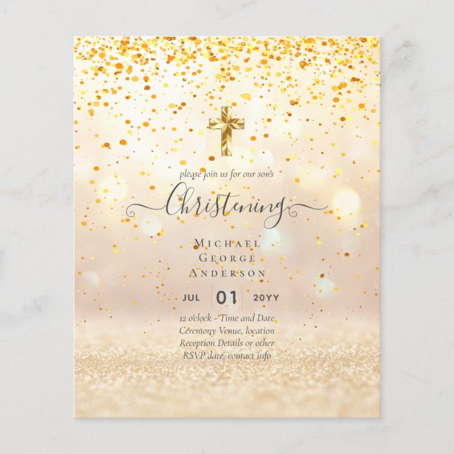 BUDGET CHRISTENING Invite Baptism Bautizo Bautismo Flyer (Front)