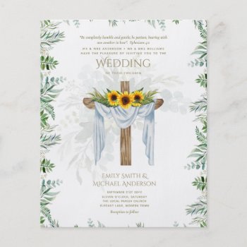 BUDGET Christian Sunflowers Rustic Cross Wedding Flyer