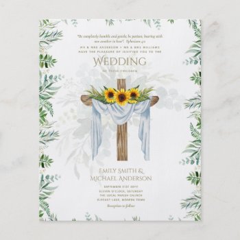 BUDGET Christian Sunflowers Rustic Cross Wedding Flyer