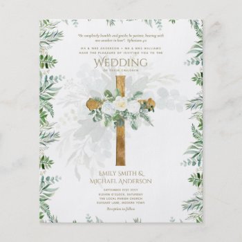 BUDGET Christian White Roses Gold Cross Wedding Fl Flyer