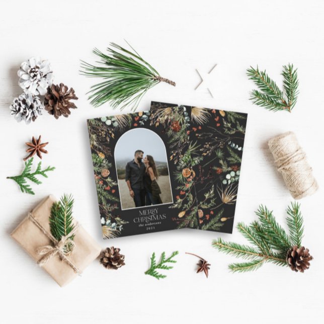 BUDGET Christmas 1 photo arch watercolor botanical Flyer (Creator Uploaded)