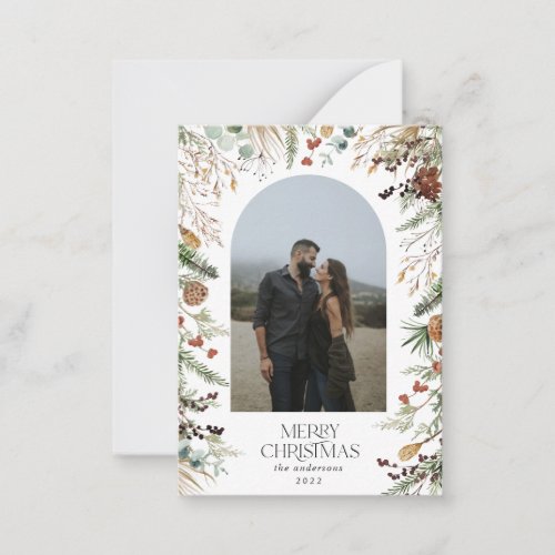 Budget Christmas 1 photo arch watercolor holiday Note Card