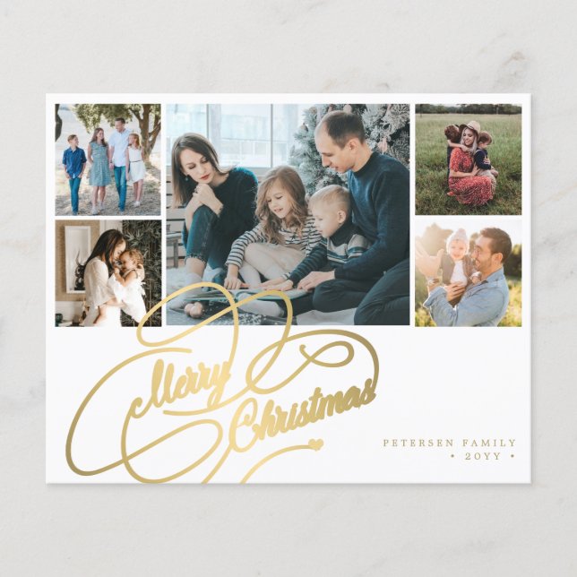 BUDGET Christmas 5 photos collage Holiday Card Flyer (Front)