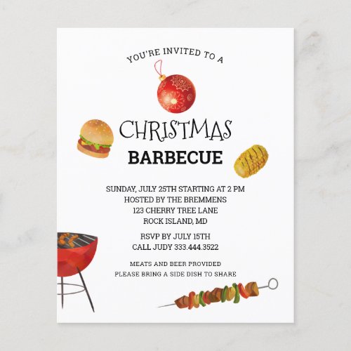 Budget Christmas Barbecue Invitation