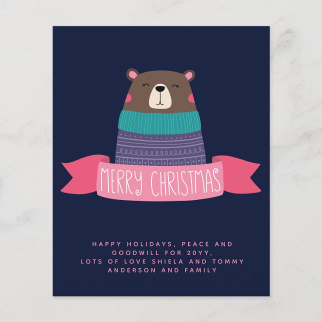 Budget Christmas Bear Personalized Annual Letter (Front)