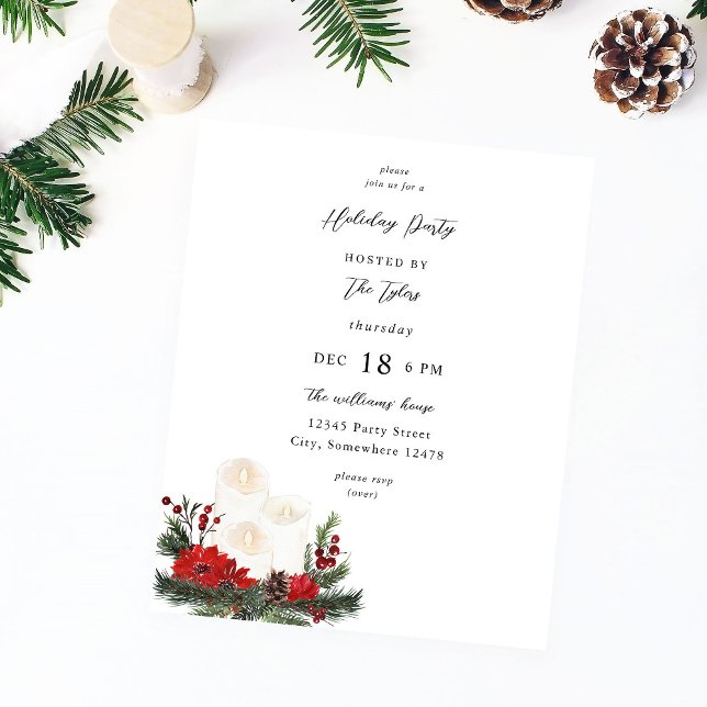 Budget Christmas Berries & Candle Holiday Party Flyer (Creator Uploaded)