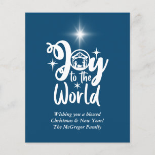 Budget Christmas Card Nativity Blue & White Flyer