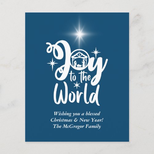 Budget Christmas Card Nativity Blue  White Flyer