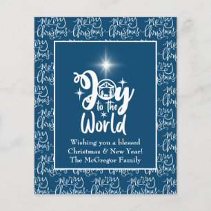 Budget Christmas Card Nativity Joy Blue Flyer
