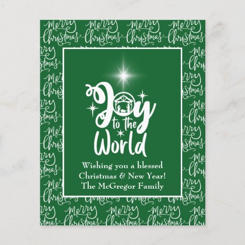 Budget Christmas Card Nativity Joy Green Flyer