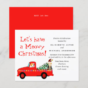 Budget Christmas Cats Truck Holidays Invites