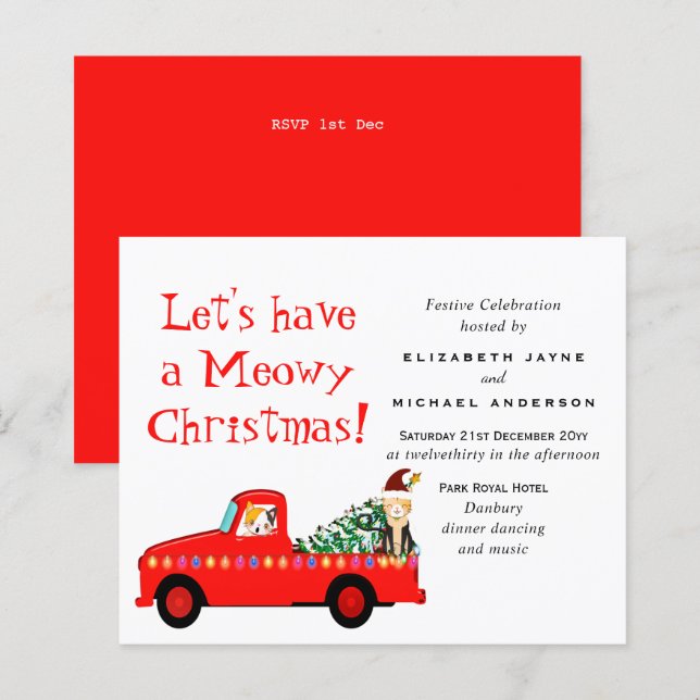 Budget Christmas Cats Truck Holidays Invites (Front/Back)