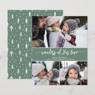 Budget Christmas Christian Three Photo Modern Card