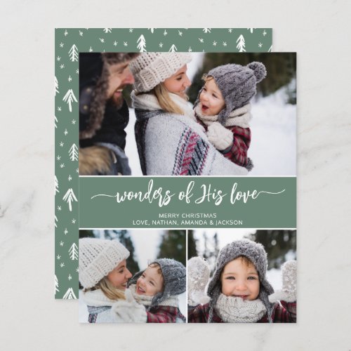 Budget Christmas Christian Three Photo Modern Card