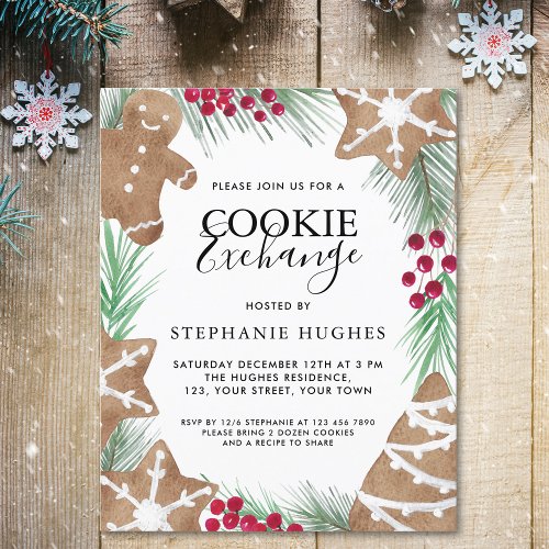 Budget Christmas Cookie Exchange Party Invitation