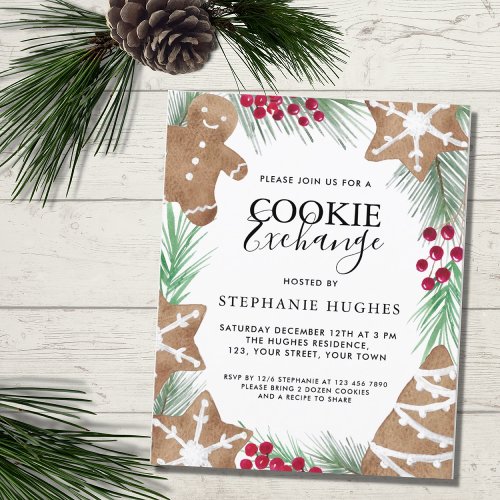 Budget Christmas Cookie Exchange Party Invitation