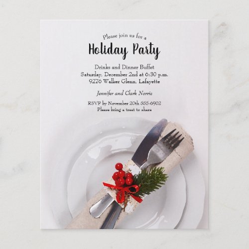 Budget Christmas Dinner Plate Holiday Invitation Flyer