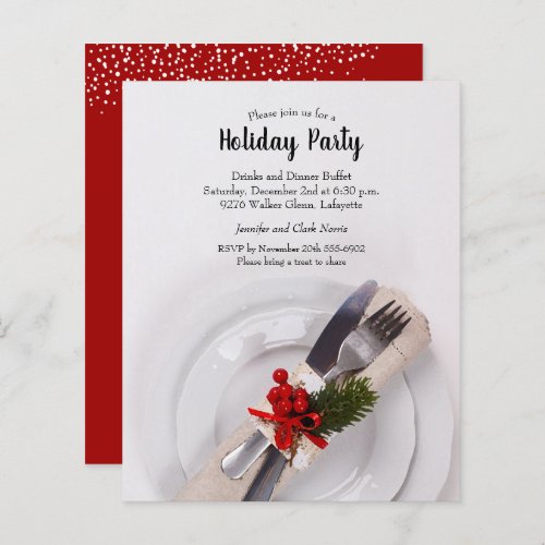 Budget Christmas Dinner Plate Holiday Invitations