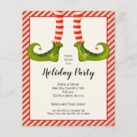 Budget Christmas Elf Legs Holiday Invitation