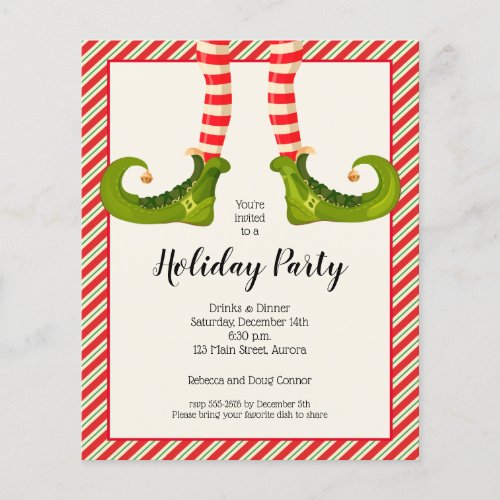 Budget Christmas Elf Legs Holiday Invitation Flyer