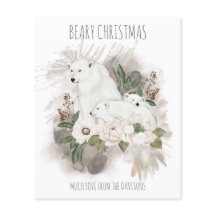 Budget Christmas Family Name White Polar Bear Card