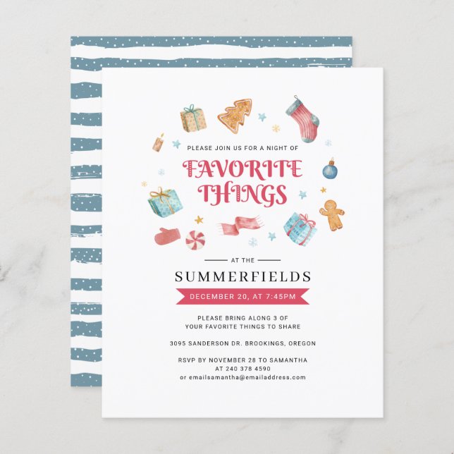 Budget Christmas Favorite Things Holidays Invite (Front/Back)