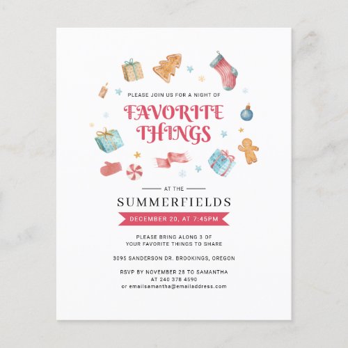 Budget Christmas Favorite Things Holidays Invite