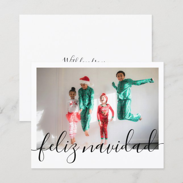 BUDGET Christmas Feliz Navidad Typography Photo (Front/Back)