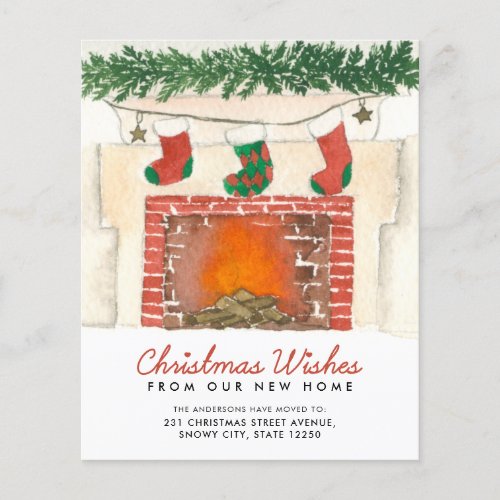 Budget Christmas Fireplace Holiday Moving Card