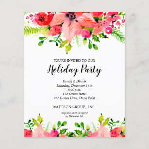 Budget Christmas Floral Holiday Invitation Flyer