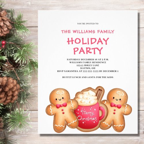 Budget Christmas Gingerbread Cocoa Invitation Flyer