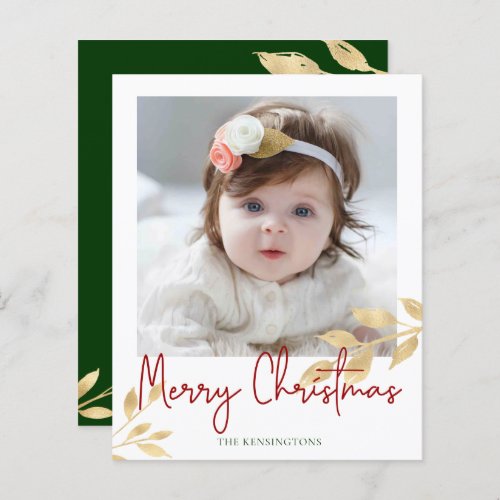 Budget Christmas Gold Leaves Green Holiday Photo