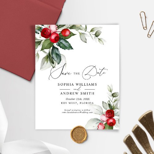 BUDGET Christmas Greenery  Red Save the Date 