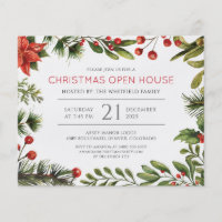 Budget Christmas Holiday Botanical Invitation Flyer