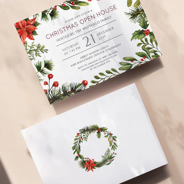 Budget Christmas Holiday Botanical Invitation Flyer | Zazzle