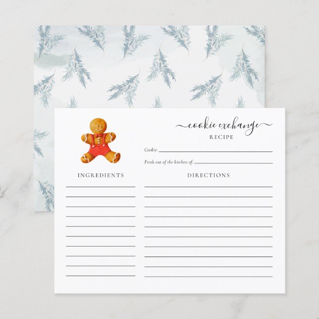 Budget Christmas Holiday Cookie Swap Recipe Card (Front/Back)