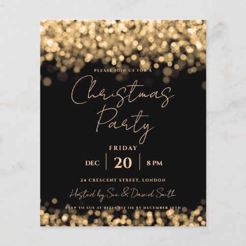 Budget Christmas Holiday Gold Lights Invite Flyer